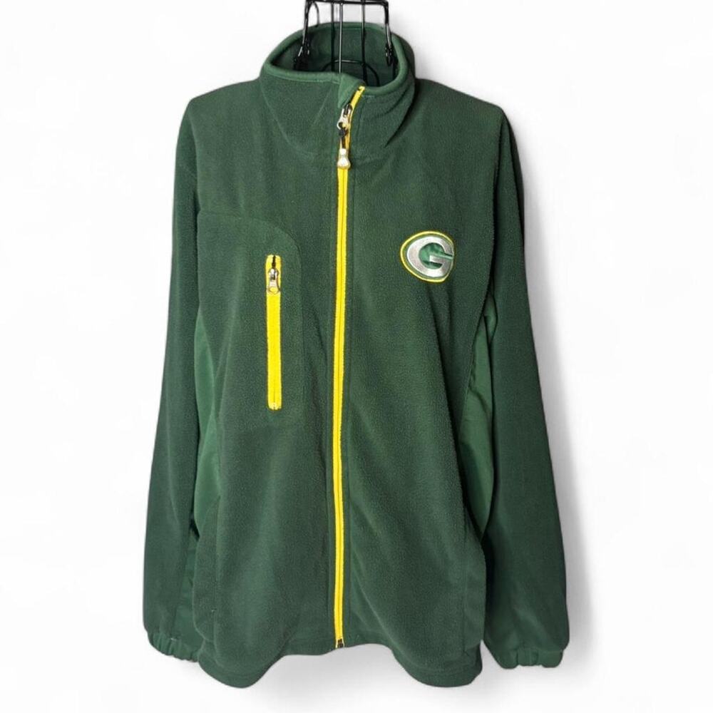 Green Bay Packers NFL Fleece Full Zip Jacket Mens M Green/Gold